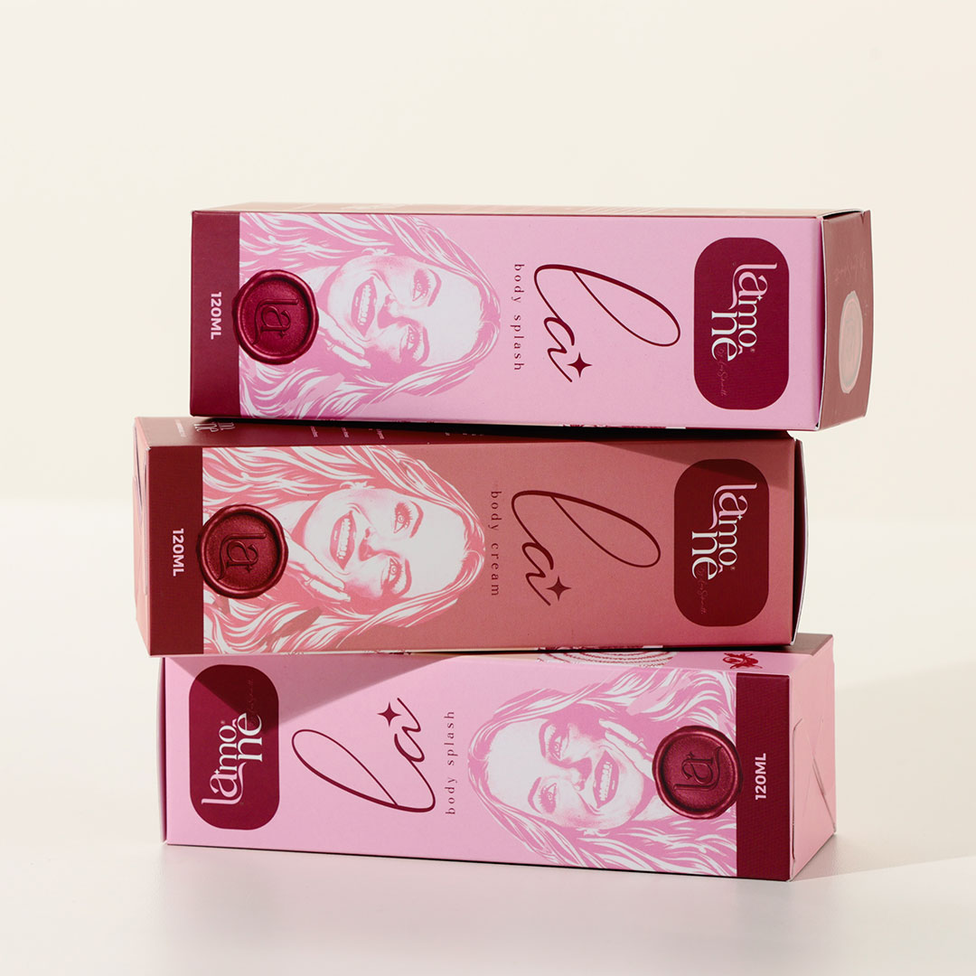 Embalagens La'Monê de Body Splash e Body Cream